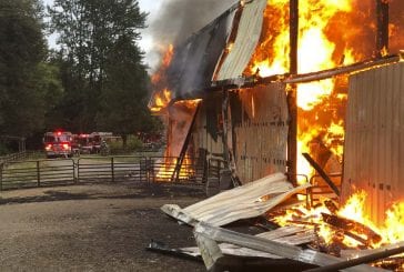 Clark County Fire & Rescue responds to fully involved barn fire in Duluth