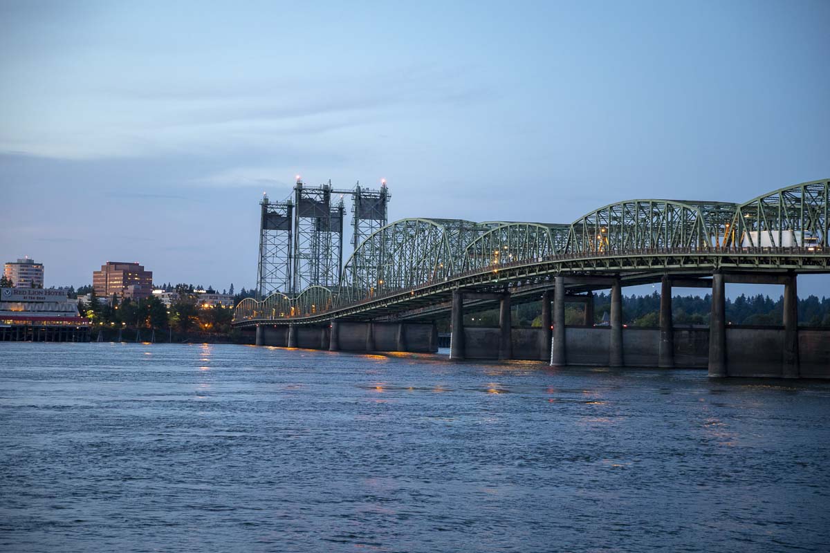 The Interstate Bridge on I-5 spans the Columbia River between Oregon and Washington. File photo