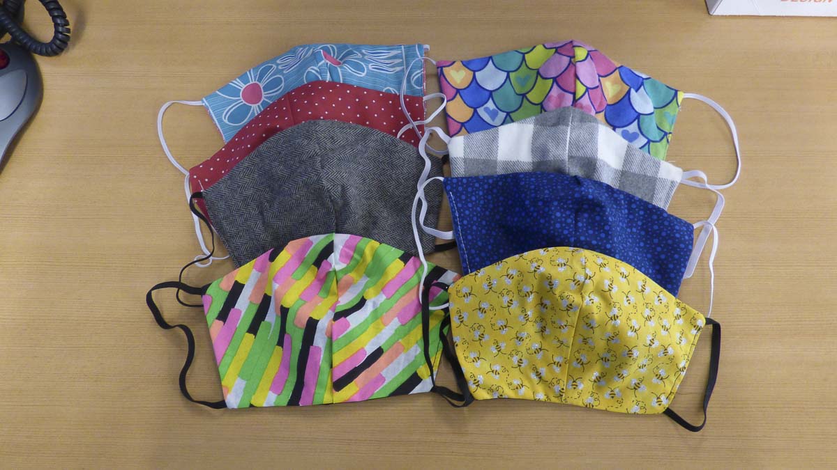 The masks were made in a wide variety of fabric designs. Photo courtesy of Ridgefield Public Schools