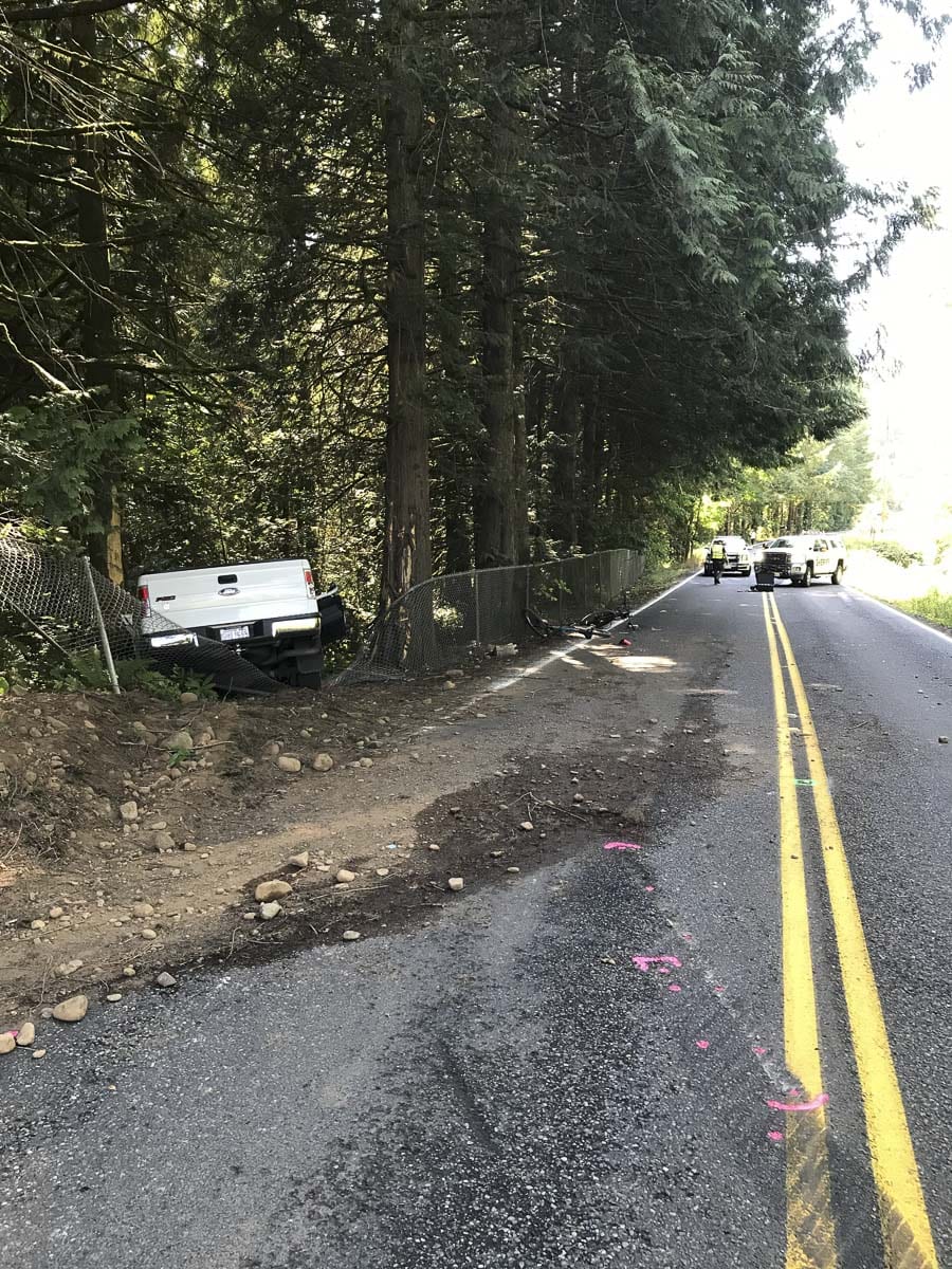 Driver James E. Jones, a 45-year-old Battle Ground resident, and 26-year-old passenger Collan C. Riley, of Vancouver, were the victims of the single-vehicle fatality accident that occurred in the 21500 block of NE Lucia Falls Road just before noon on Monday. Photo courtesy of Clark County Sheriff’s Office