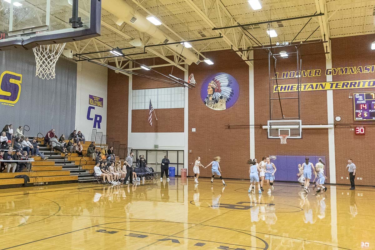 Imagery and logos in the gym, and all over Columbia River High School, will soon change after the school board voted to retire the name Chieftains. Photo by Mike Schultz