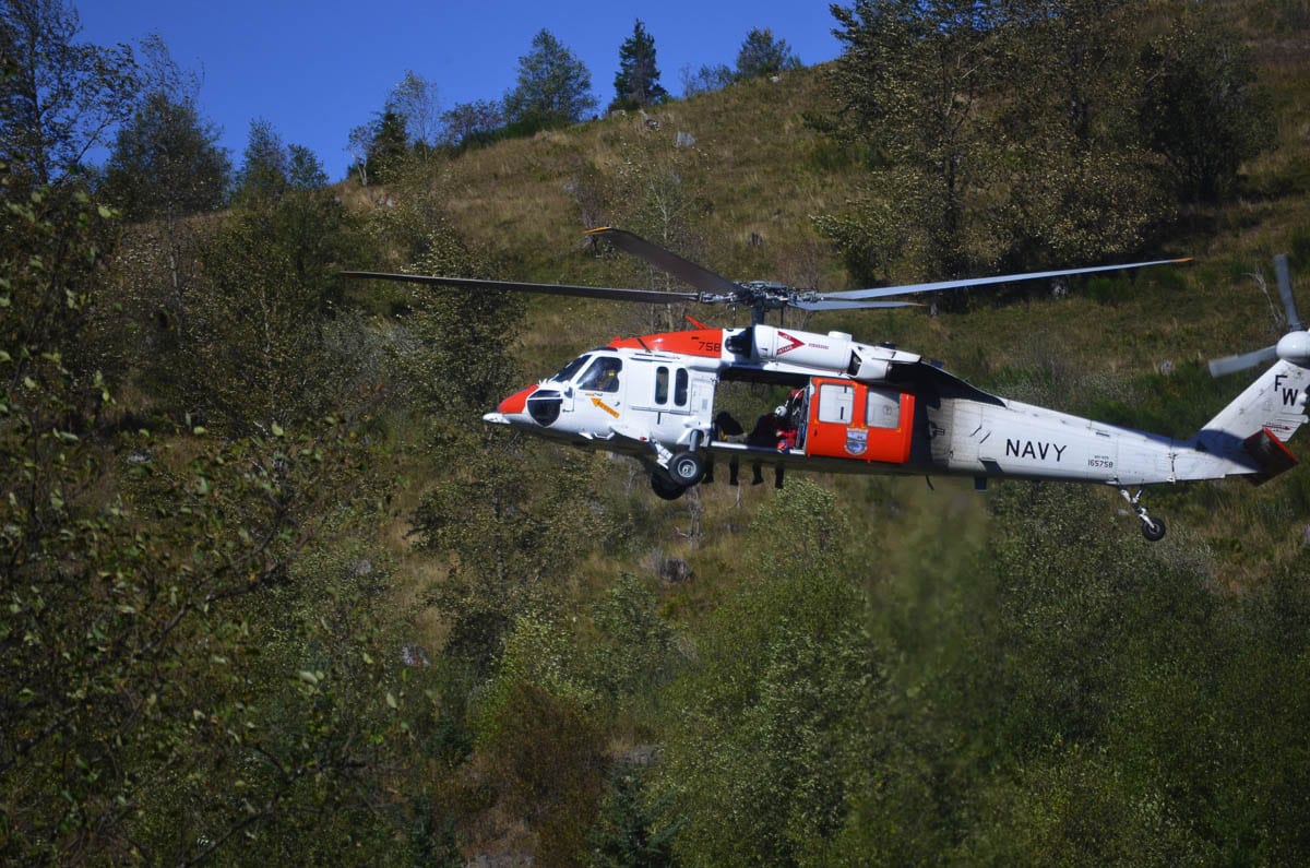 A U.S. Navy helicopter assists in the search for 16-year-old Anthony Mancuso of Vancouver. Photo courtesy Cowlitz County Sheriff’s Office