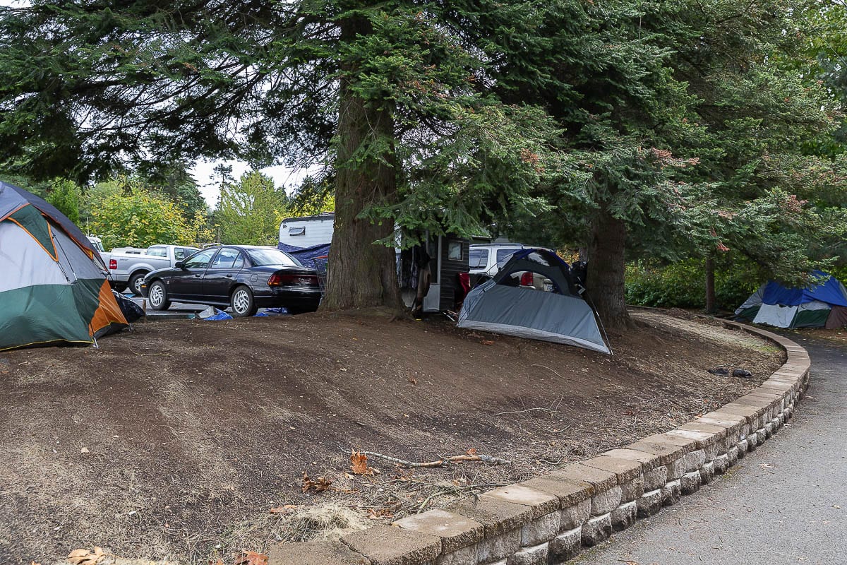 Beyond living in cars, RVs, or campers, some homeless people have set up tents throughout the park and trail systems near Leverich Park. Photo by Mike Schultz