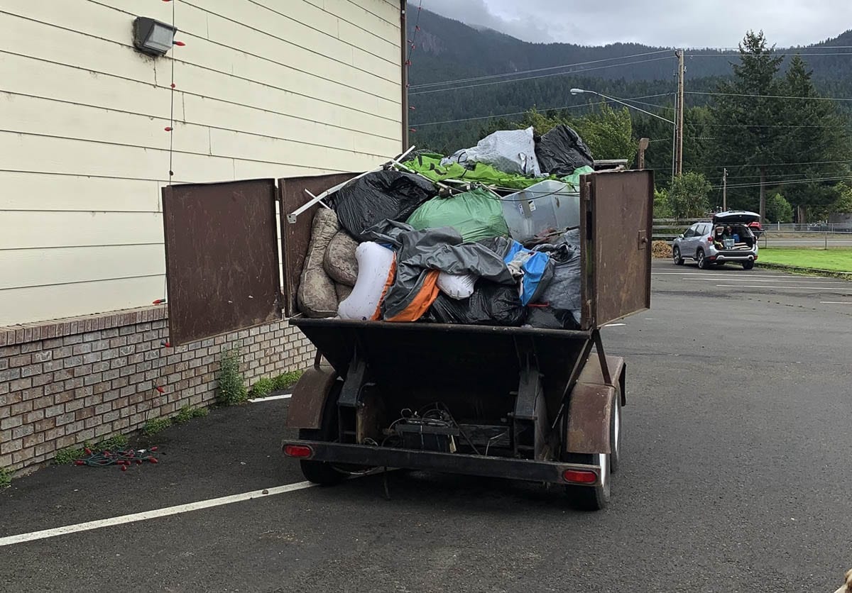One of several truckloads of garbage pulled out of camping spots near the Skate Creek Recreation area on Sept. 19. Photo courtesy Gifford Pinchot Trash Force
