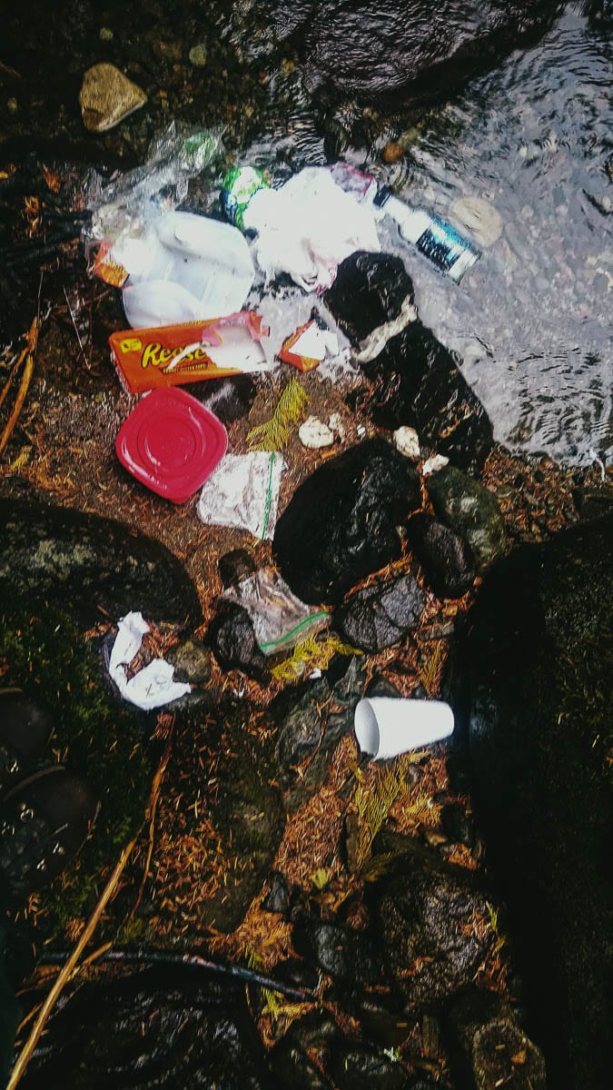 Trash left behind at unimproved camping areas in the Gifford Pinchot National Forest creates hazardous conditions for area wildlife. Photo courtesy Gifford Pinchot National Forest