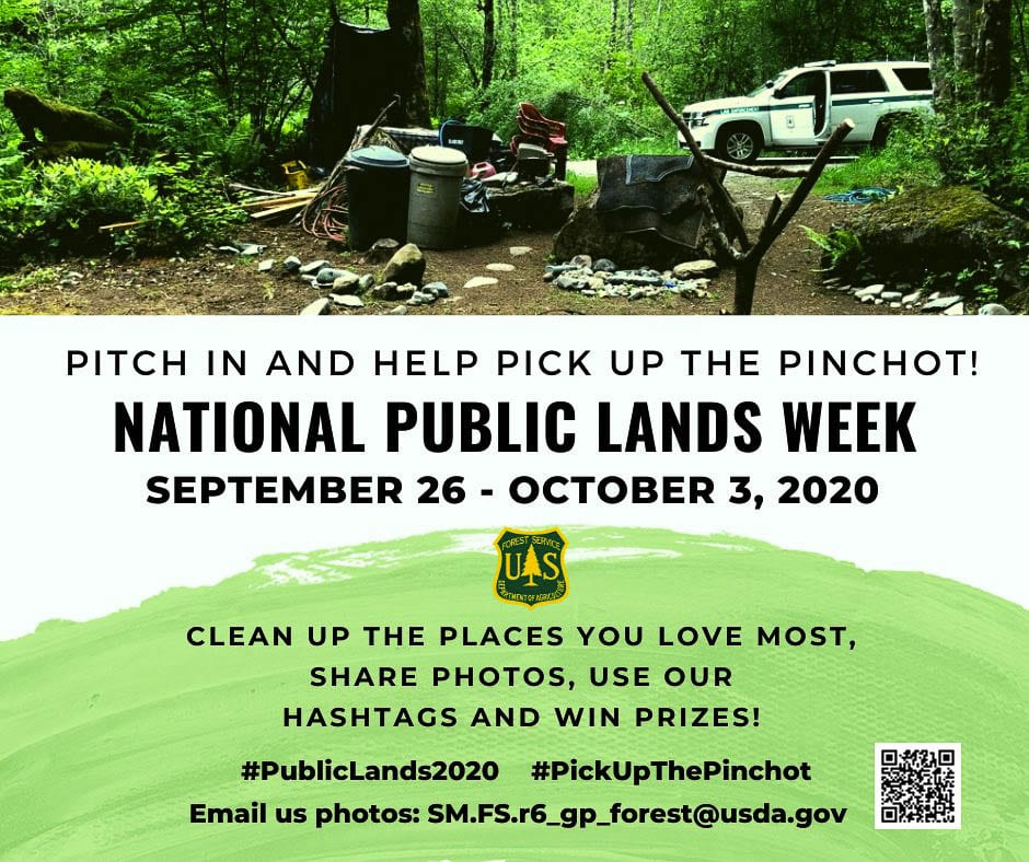 The U.S. Forest Service and the Gifford Pinchot National Forest are urging people to Pick up the Pinchot this week, with a chance to earn prizes. Photo courtesy Gifford Pinchot National Forest