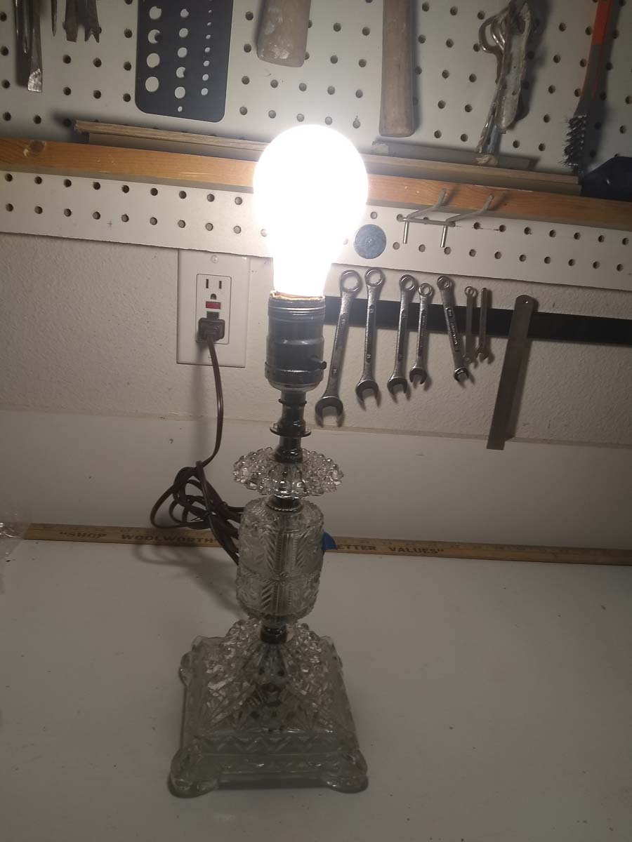 This lamp was recently rewired by a volunteer in the Repair Goes Remote program. Photo courtesy of Columbia Springs