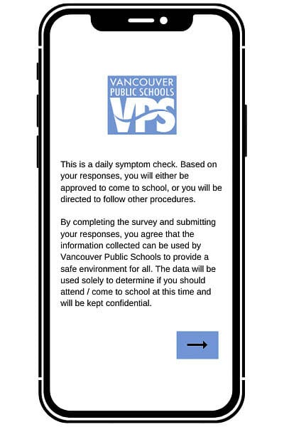 Vancouver Public School parents will receive a daily symptom check reminder once their students start returning to classrooms. Image courtesy Vancouver Public Schools