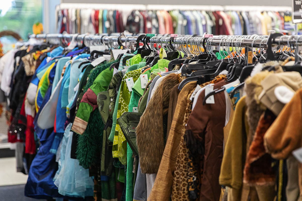 Racks of Halloween costumes and interesting clothing items await bargain hunters at Goodwill retail locations across Clark County. Photo by Mike Schultz