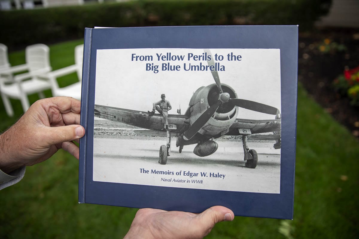 Edgar W. Haley’s memoir, a tabletop book published at the insistence of his children. Photo by Jacob Granneman