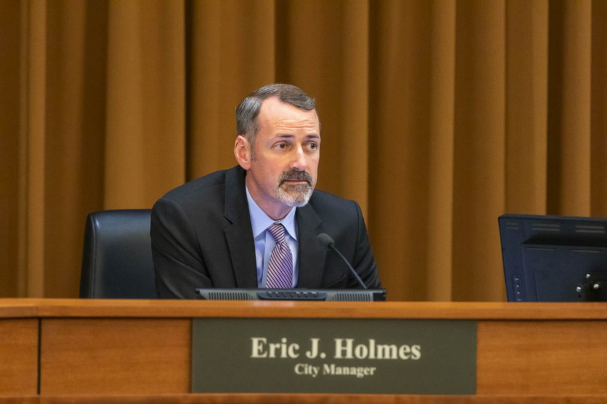 Vancouver City Manager Eric Holmes at a City Council meeting in May 2019. File Photo