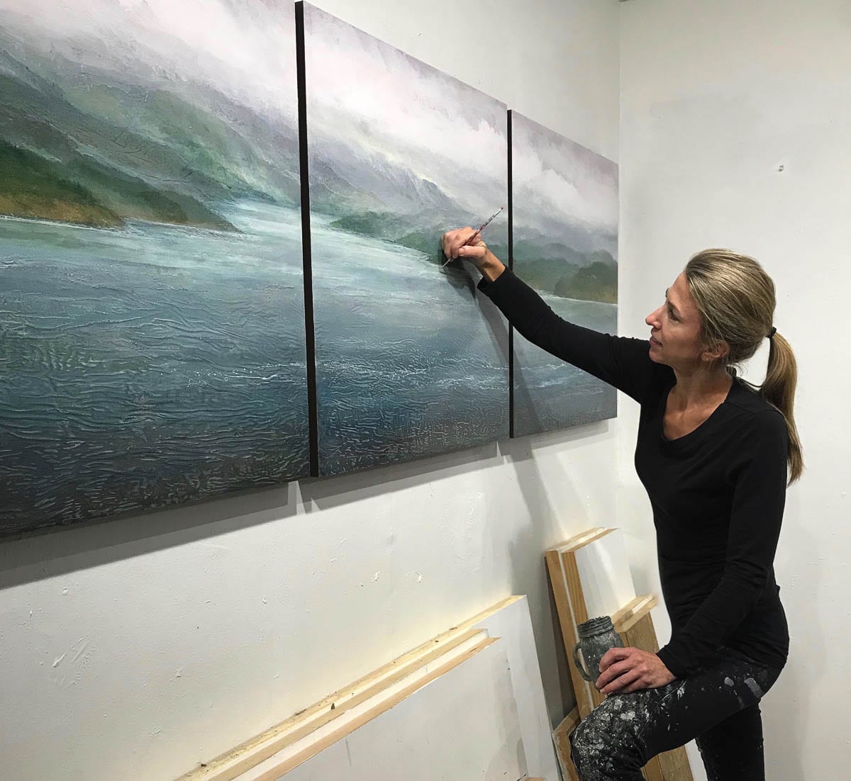 Jennifer Williams, in her studio in Ridgefield, is participating in Artists Sunday on Nov. 29. Photo courtesy Jennifer Williams
