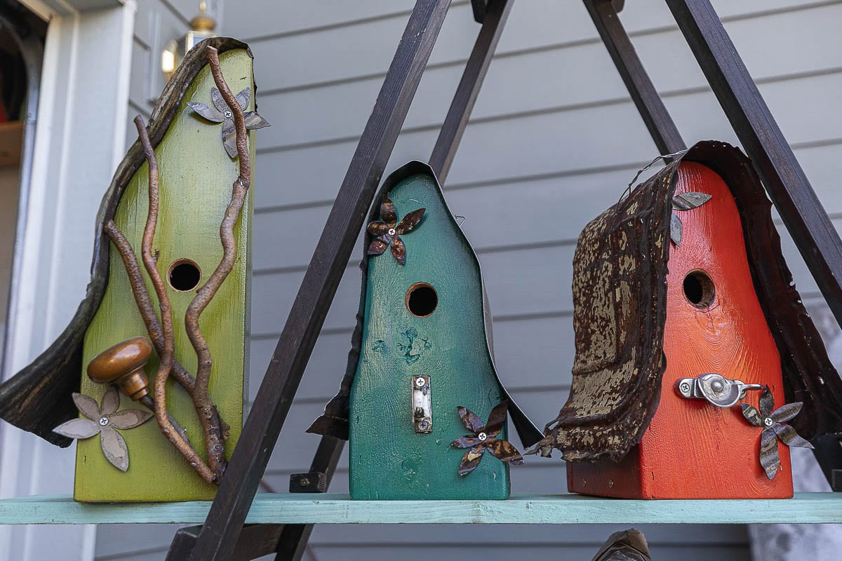 Michelle Griffin said she did not know much about woodwork when she started as a hobby. Now a full-time artist, she sells 400 to 500 birdhouses a year. Photo by Mike Schultz