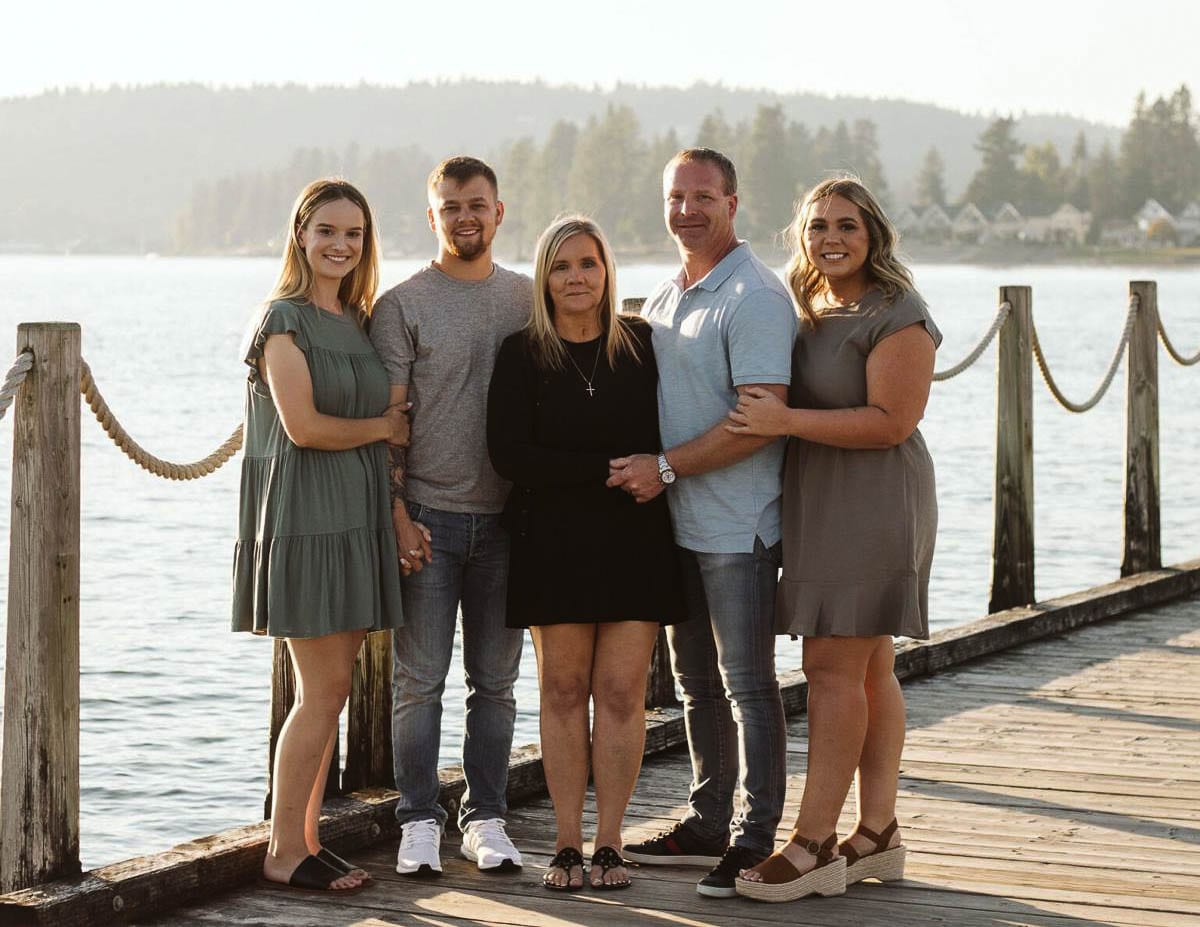 From left, Melynn Jorgensen, Franklin Taylor, Coralee Taylor, Chad Taylor and Amber Taylor pose for a family photograph. Photo courtesy of The Reflector Newspaper
