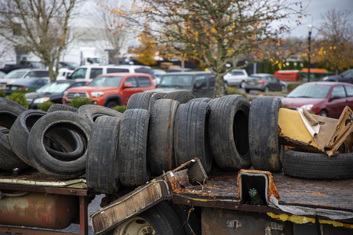 Tires on the back of an abandoned truck near SE Commerce Ave. in Battle Ground. Photo by Chris Brown