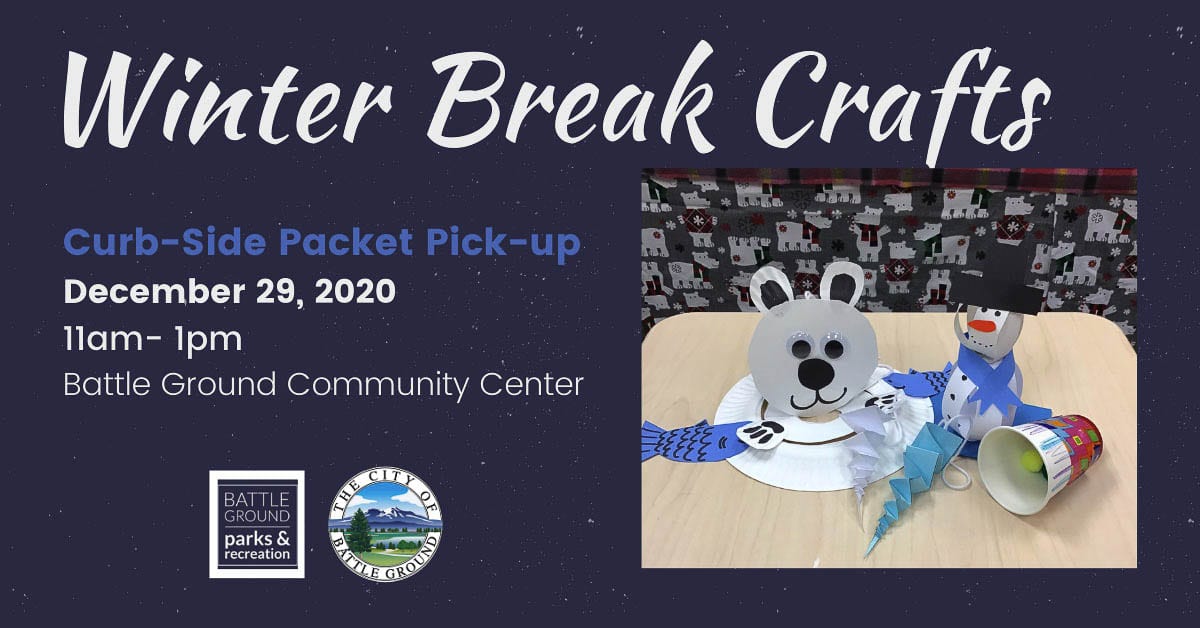 Free craft project supply packets for curbside pickup and video instruction makes crafting during winter break fun and easy.