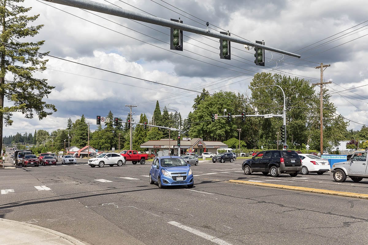 Contractor crews with Clark County Public Works will reduce the number of lanes to one lane in each direction at the intersection of Highway 99 and Northeast 99th Street the morning of Sat., Jan. 30. Photo by Mike Schultz
