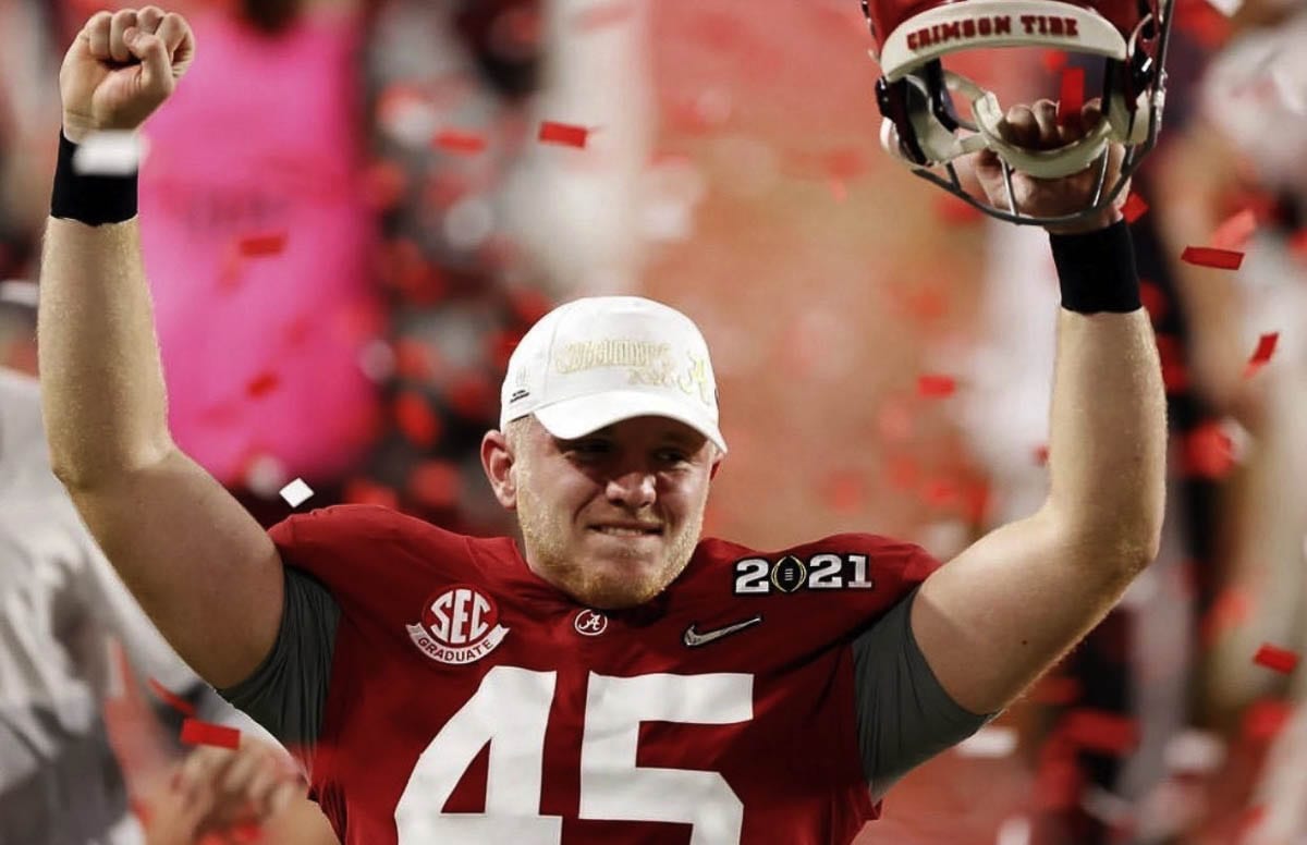 The teams Thomas Fletcher played on went 51-4 in his four-year career at Alabama, which included two national championships. He hopes to be a long snapper in the NFL. Photo courtesy Fletcher