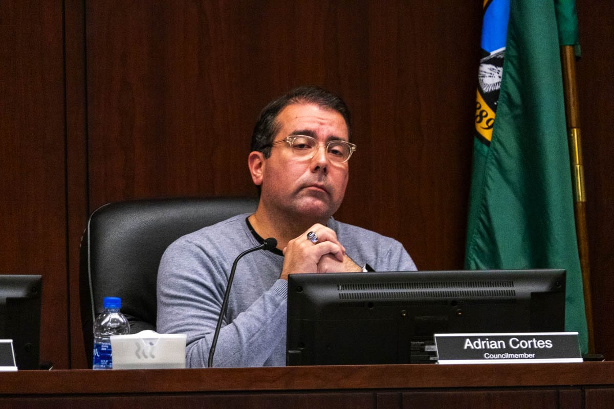 Battle Ground Mayor Adrian Cortes during a City Council meeting in 2019. Photo by Chris Brown