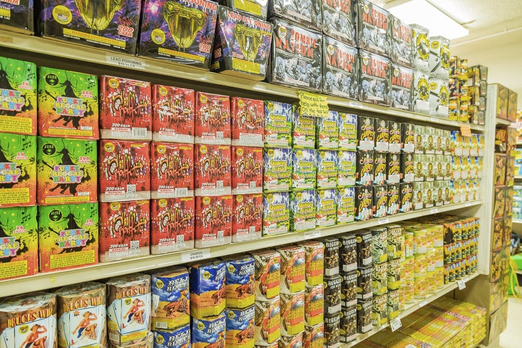 Rows of fireworks mortars line the shelves of Blackjack Fireworks in Hazel Dell. They would have been illegal starting next December until the county council reversed course on Tuesday. File photo