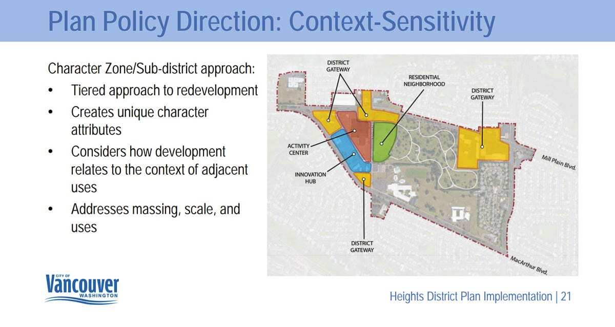 This graphic breaks down some of the key components in the proposed Heights District redevelopment plan. Image courtesy city of Vancouver