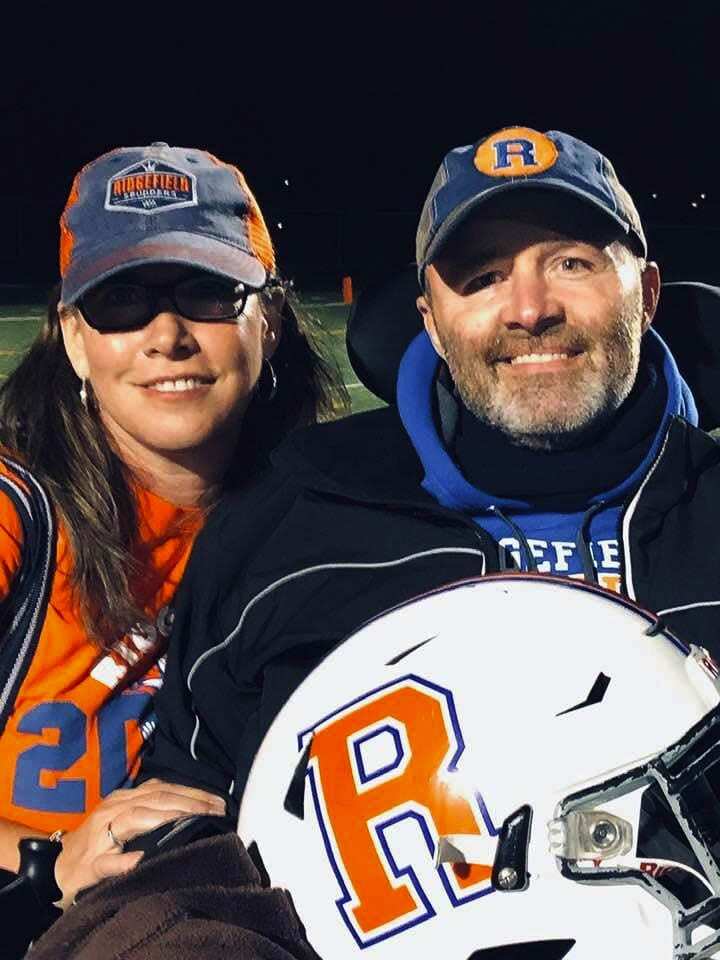 Sarah and Taz Roberts were married for 31 years and had known each other since kindergarten. Taz made a huge impact in Ridgefield and throughout the football community before he died in November after a long battle with ALS. Photo courtesy of the Roberts family