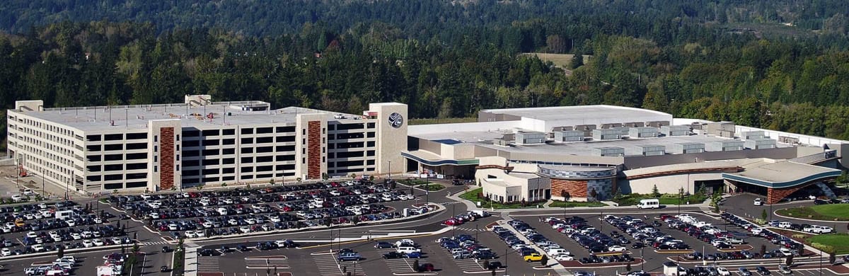 The six-story parking garage at ilani has been in operation for weeks but it is now officially open after the casino asked Michael Andretti to race a cake car down the ramp. Photo courtesy ilani