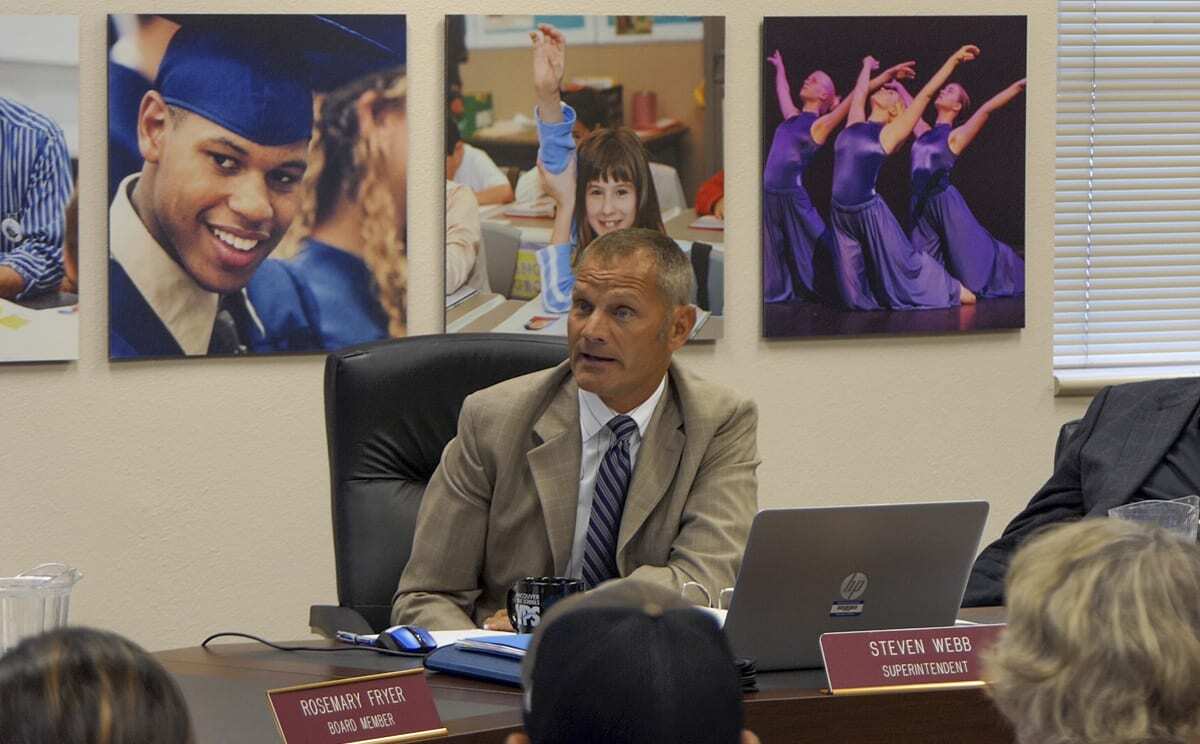 Former Vancouver Public Schools Superintendent Steve Webb at a budget meeting in 2019. Photo by Chris Brown