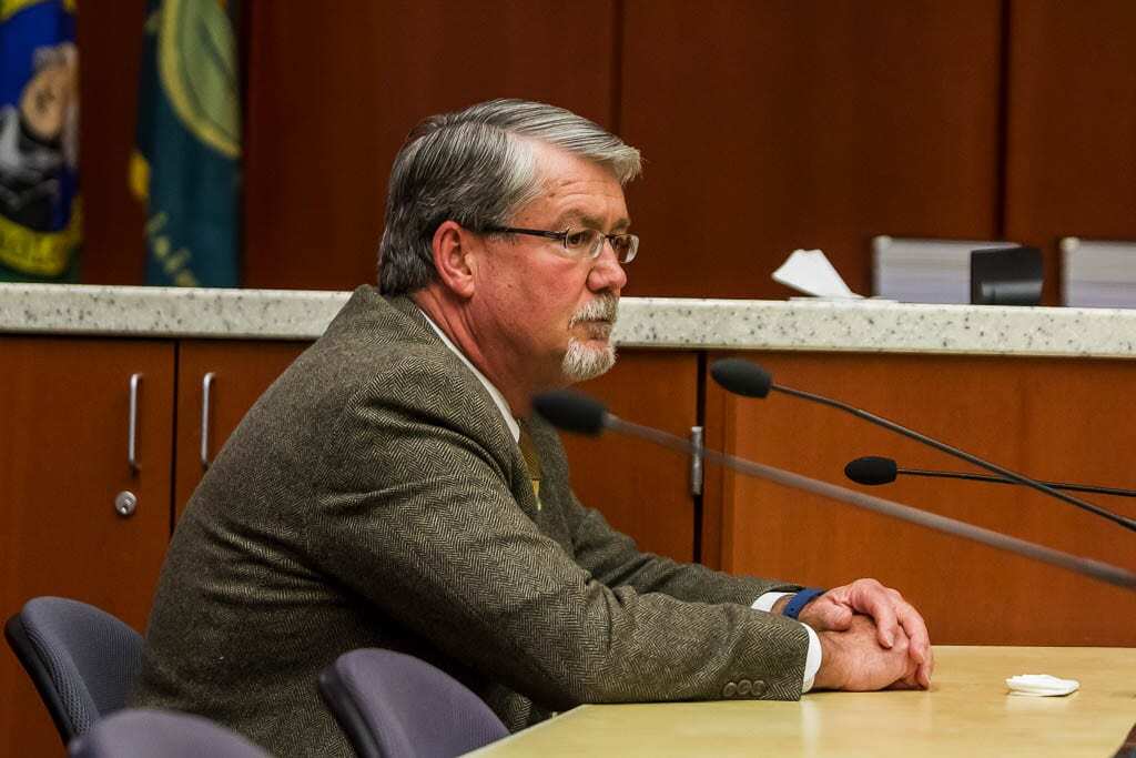 Former Clark County Manager Mark McCauley is shown here at a special meeting of the Board of County Councilors in May 2017.. The councilors voted unanimously to terminate McCauley immediately. Photo by Mike Schultz