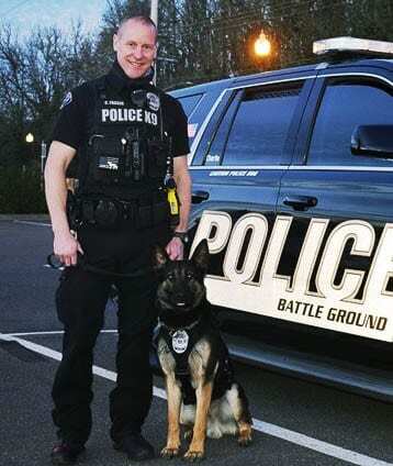 Officer Fraser and Charlie. Photo courtesy of city of Battle Ground