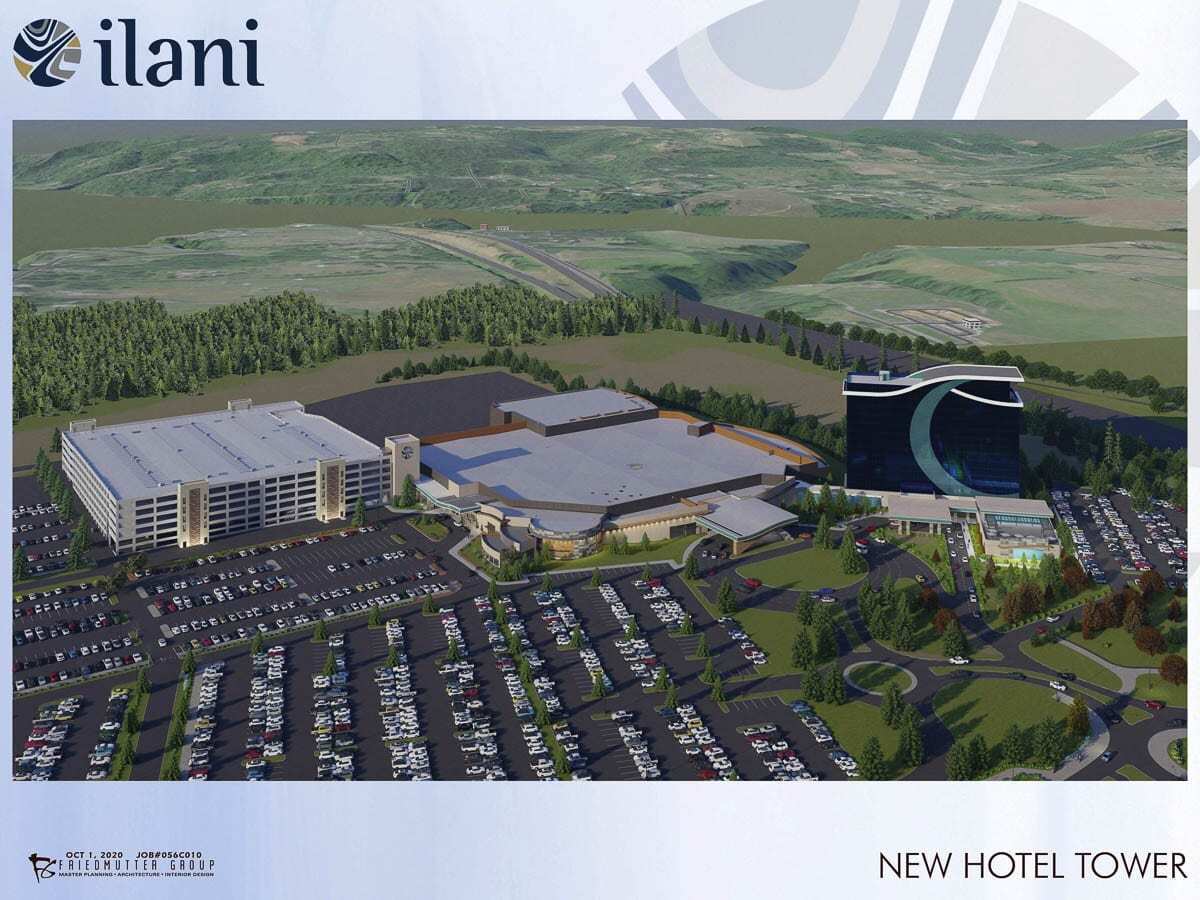 There will be a 14-story hotel in the long-term future at ilani, and the casino is expanding in the short-term, as well. There is a hiring event on May 11 for food service industry workers for restaurants that are operating now and for a couple that are opening soon. Photo courtesy ilani.