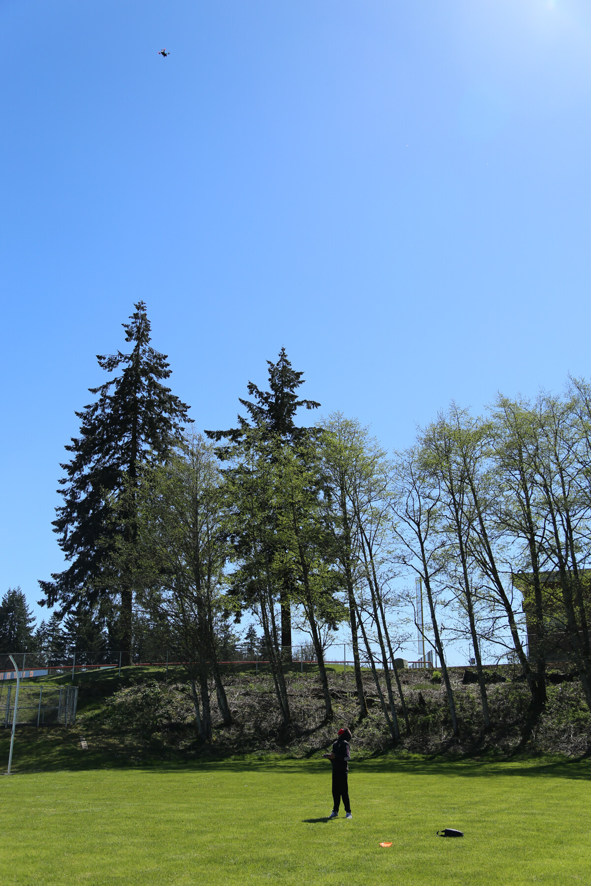 Landan Bryant’s drone climbed into the clear sky, soaring above treetops. Photo courtesy of Ridgefield School District