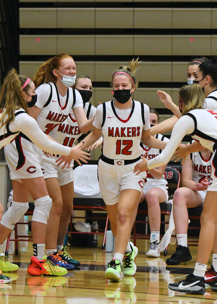 Anna Mooney is the team’s bridge, a sophomore with varsity experience playing for the seniors while helping the talented wave of freshmen who have arrived for the Camas girls basketball program. Photo courtesy Kris Cavin