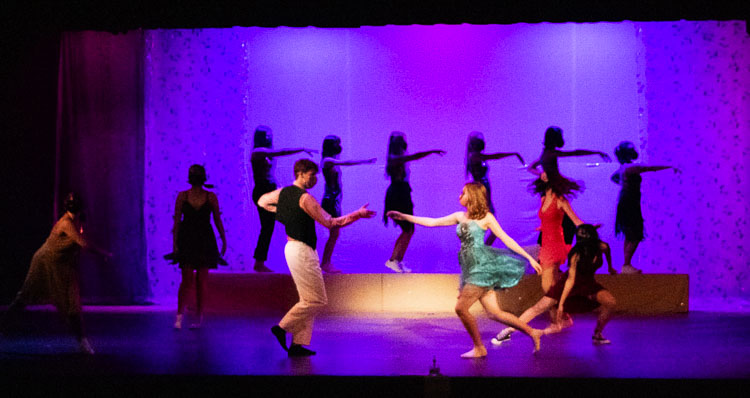 Prairie High School students David Hatcher and Carson Verity dance during an ensemble production. Photo courtesy of Battle Ground School District