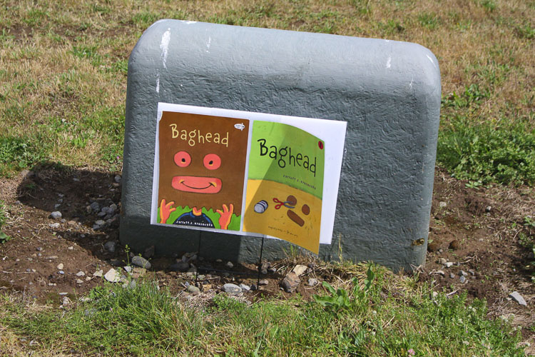 The outdoor StoryWalk at South Ridge Elementary School featured the book "Baghead." Photo courtesy of Ridgefield School District