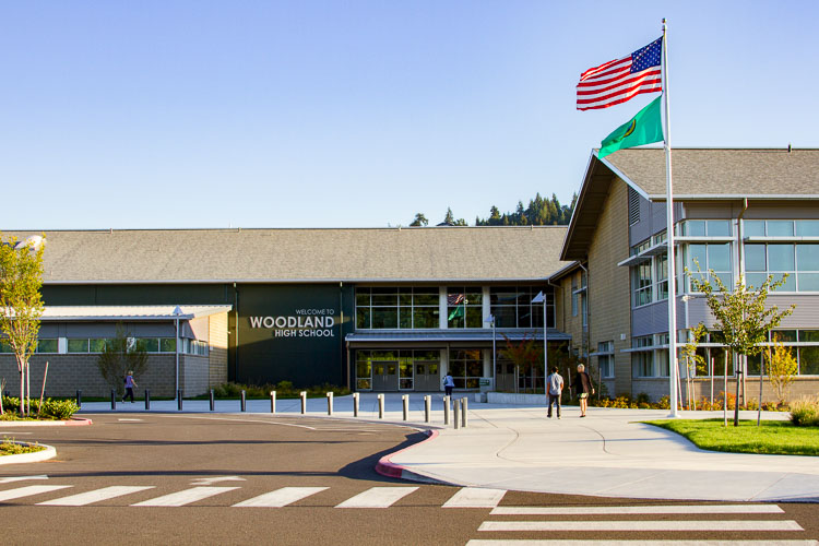 With TEAM having a significant presence within Woodland High School, all of Woodland’s high school students can feel closer to being a single student body. Woodland High School is pictured here. Photo courtesy of Woodland School District