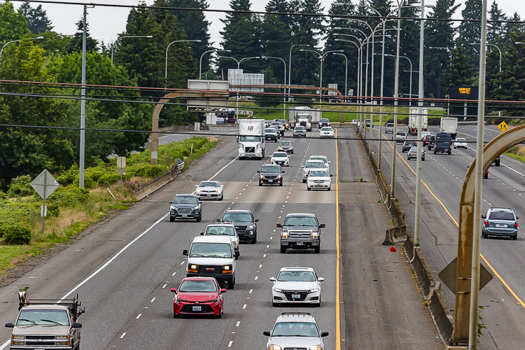 This file photo shows travelers on I-5 southbound near Vancouver. On Friday night, maintenance crews will close up to three lanes on southbound I-5 just north of the I-5/I-205 split near milepost 8.0. File photo