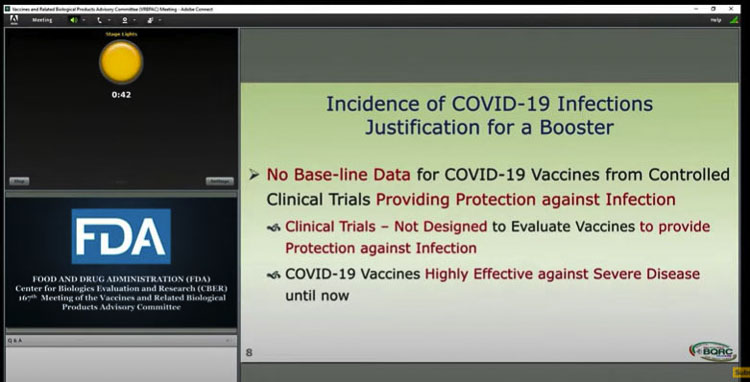 Rajesh Gupta was the first Open Comment. He said the clinical trials were not designed to prove the vaccine provided protection from COVID-19 infection. He said the vaccines had been highly effective against severe disease until now. Graphic courtesy Rajesh Gupta