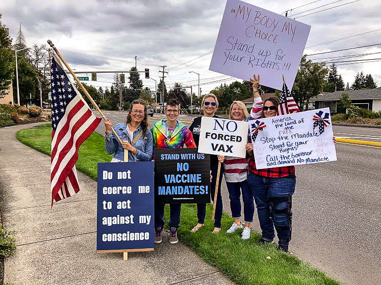 The governor’s mask and vaccine mandates have led to many protests and rallies around Clark County in recent months. File photo