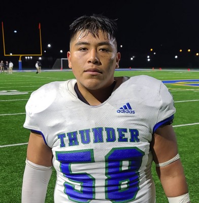 Mountain View defensive lineman Jose Garcia called Mountain View’s victory over Kelso an emotional win against a tough opponent. Photo by Paul Valencia