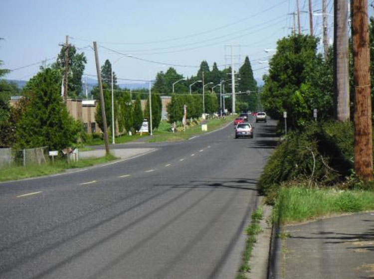 Originally built as a rural two-lane, farm-to-market roadway, Southeast 1st Street will be upgraded to a complete street multi-modal system with sidewalks, enhanced bike facilities, stormwater bioretention, streetlights, and sound walls where required. Photo courtesy city of Vancouver