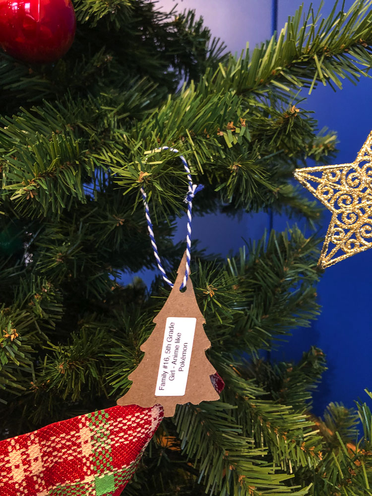 Each tag shows a child’s gift request for the holidays. Photo courtesy Ridgefield School District