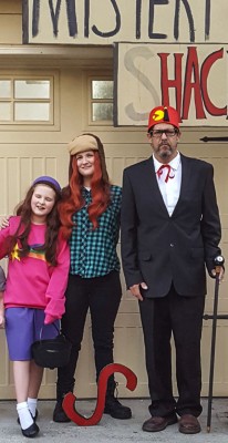 Lola King and her parents Amber Kent and Scott King, dressed up as characters from Disney’s Gravity Falls, hope to take a trip of a lifetime to Disneyworld and other attractions in Florida. Scott King has been diagnosed with terminal kidney failure. Photo courtesy Amber Kent