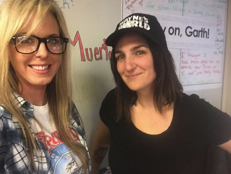 Jillian Domingo (left) and Elizabeth Vallaire (right), pictured here pre-pandemic dressed up as Wayne and Garth from Wayne's World. Photo courtesy Woodland School District