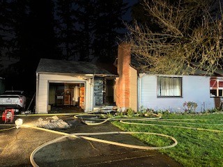 On Wednesday, the Vancouver Fire Department was called to a report of a house fire in the Vancouver Heights neighborhood. When the first crews arrived, they found a small single-story house with an exterior porch fire. Photo courtesy Vancouver Fire Department
