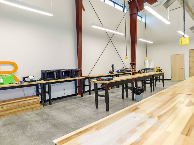 The fabrication lab provides an excellent workspace for engineering designs and builds. Photo courtesy Ridgefield School District