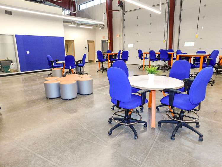The flex space in Wisdom Ridge Academy’s building can be configured in a wide variety of layouts for different classes, activities, or events. Photo courtesy Ridgefield School District