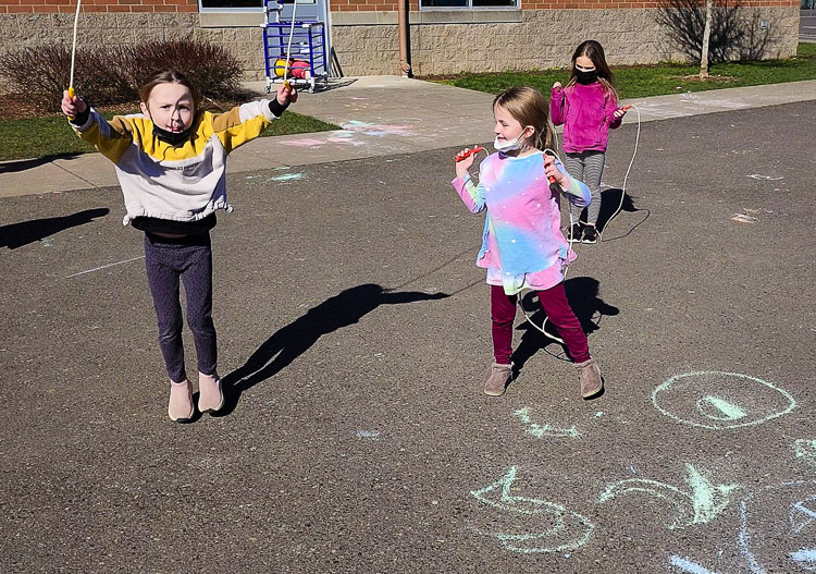 Tukes Valley Primary kindergarten students get some healthy exercise during recess. Photo courtesy Battle Ground School District