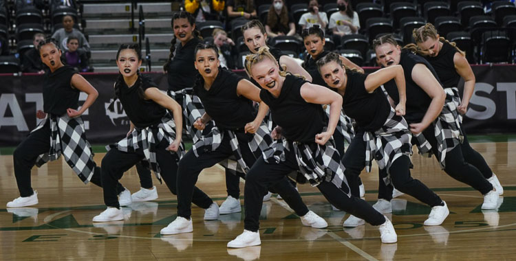 The Prairie dance team made school history with a third-place finish in the Class 3A Hip Hop category at the state dance competition. Photo courtesy Oca Hoeflein
