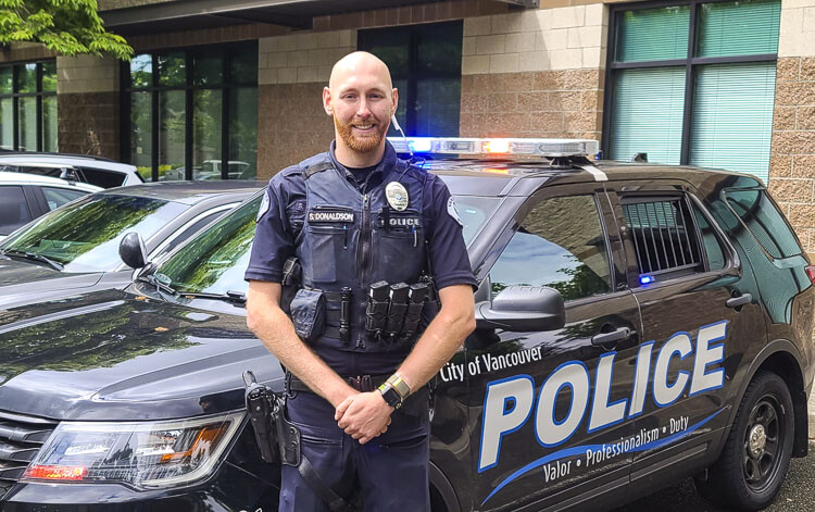 Sean Donaldson of the Vancouver Police Department and his colleagues will be on DUI emphasis patrols during the holiday weekend. Photo by Paul Valencia